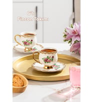 Porsima 3187 Majesty 12 Parça Yaldızlı Porselen Türk Kahve Fincan Takımı