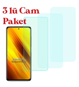 Poco X3 Uyumlu Temperli Kırılmaz Cam Ekran Koruyucu 3 Lü Set