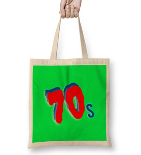 70s Vintage Retro Design Slogan   Style Art- Tv Kid Movies Bez Çanta Uzun Saplı