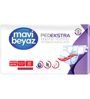 Mavi Beyaz Ped Ekstra Tekstil Yüzeyli Yetişkin Bel Bantlı Hasta Bezi XL Ekstra Büyük 30 Adet