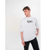 Erkek Kısa Kol Yazlık Tişört Bisiklet Yaka Baskılı Oversize T-Shirt - Siyah
