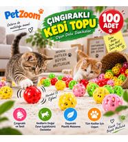 PetZoom 100'lü Çıngıraklı Kedi Topu Kedi Oyuncağı Renkli Sesli Oyun Topu Seti