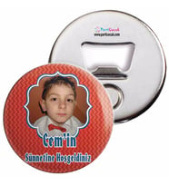 Sünnet Resimli İsimli Kırmızı Parti Süsleri Açacaklı Magnet