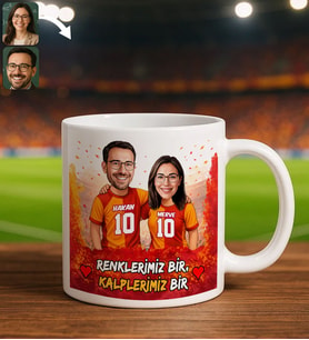 BK Gift Kişiye Özel İsimli Sarı-Kırmızı Sevgili Tasarımlı Beyaz Kupa Bardak – İsim ve Forma Numaralı Taraftar Kupa, Doğum Günü Hediyesi