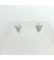 Pembe Taşlı Kelebek Figür Çocuk Küpe 925 Ayar Gümüş