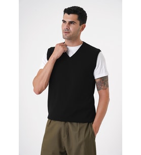 Chuba Erkek V Yaka Regular Fit Triko Süveter Siyah 25W2001