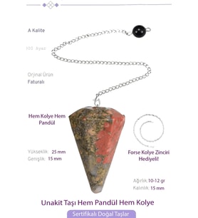 Sertifikalı Unakit Taşı Pandül Sarkaç Hem Pandül - Hem Kolye (Çok Renkli)