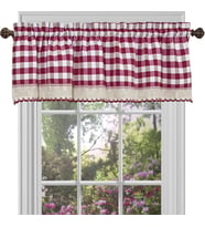 Lexroo Home Furnishings Valance Buffalo Check Window Curtain, 58" x 14", Burgundy & Fildişi