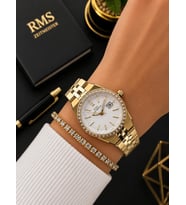 RMS Romanson Premium Özel Tasarım Kordon 2 Yıl Garantili 5 Atm Kadın Kol Saati+Bileklik A2175.20