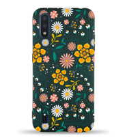Samsung Galaxy M01 Uyumlu Lansman Kılıf Çiçek Tasarımlı İçi Kadife Kapak-Yeşil (Şeffaf)