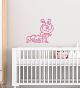 BK Gift Tırtıl Tasarımlı Çocuk Odası Ahşap Duvar Süsü-2 (Beyaz)