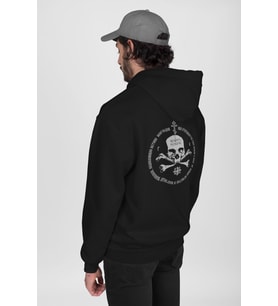 Kuru Kafa Baskılı Hoodie, Erkek Kapüşonlu Sweatshirt, Tam Pamuk Kışlık (Siyah)