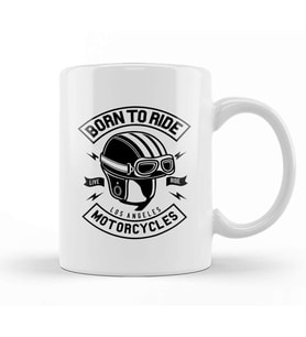 Born To Ride Motorcycles Helmet Kupa Bardak Porselen