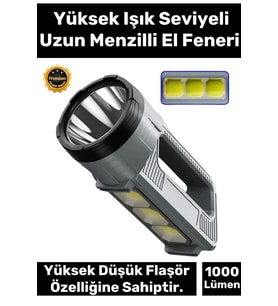 Premium Beyaz Kırmızı Işık Aydınlatma Telefon Şarj Edebilen Süper Güçlü Şarjlı Fener Masa Lambası
