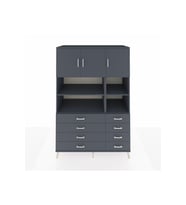 Kronos Dolap 8 Raflı 8 Çekmeceli 3 Kapaklı 132x59x195 Antrasit-Antrasit/Antrasit