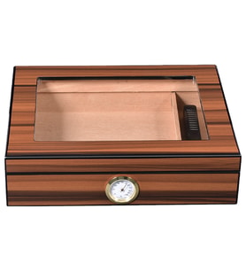 Cigarol Parlak Kahverengi Camlı Humidor Puro Kutusu rc09