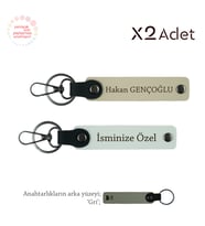 Avukata Şık Jest, İsim Yazılı 2’li Anahtarlık Hediye Seti, Beyaz-Sütlü Kahve-Gri