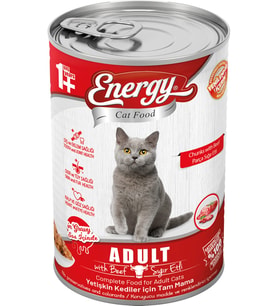 CAT FOOD ENERGY Sığır Etli Islak Yetişkin Kedi Maması 400 gr x 12 Adet
