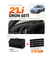 e-biz FORD ES-CORT (1996-2002) Uyumlu Torpido Örtüsü + Deri Bagaj Çantası Seti - Siyah - FO014