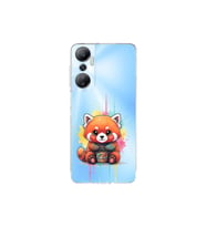 Infinix Hot 20 ile Uyumlu Splash Tilki Tasarımlı Şeffaf Silikon Kılıf