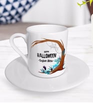 BK Gift Kişiye Özel Happy Halloween Tasarımlı Türk Kahvesi Fincanı-17