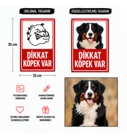 Dikkat Köpek Var İzinsiz Girilmez Levhası, 25x35, 20x30 (A4), 30x42 (A3) Cm Boyut Seçeneklerinde Dekota Kişiselleştirilebilir Levha + Yapışkan Bant