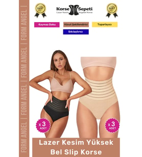 #Korse Vücut Şekillendirici Karın Bel Toparlayıcı Lazer Kesim Yüksek Bel Slip Korse 6'lı Set