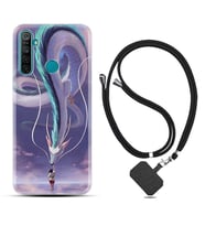 Realme 5i 5 Pro 6i 7 Pro 8 Kılıf Boyun Askılı Silikon Kız ve Ejderha 1742