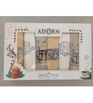 ADORN Coffee Lovers 6'lı mutfak havlusu seti 35x50 cm (Beyaz - Kahverengi)