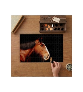 Kahverengi At Tasarımı 240 parça Ahşap Puzzle Ahşap Kutuda MP04044