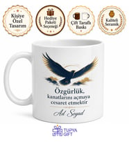 Özgürlük Temalı Baskılı Kupa Bardak Hediye Özel Tasarım Porselen Mug