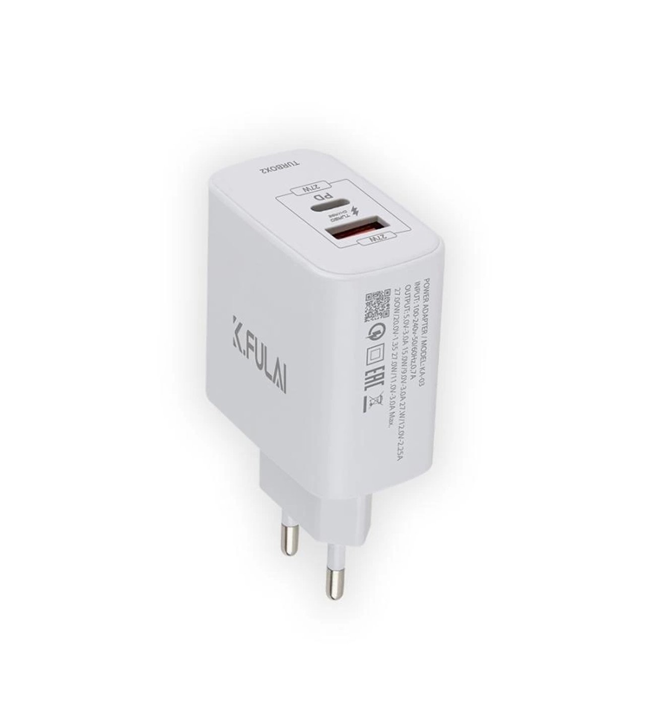 K.Fulai KA-03 54 Watt Turbo Şarj Cihazı + Type-C Usb Kablo 1M 54W