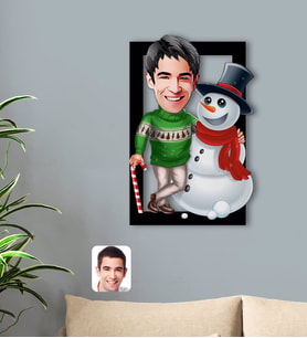 BK Gift Kişiye Özel Yeni Yıl Erkek Karikatürlü 3D Ahşap Tablo-5