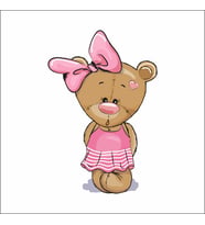 Pembe Elibseli Ayıcık Sticker Duvar Sticker 30x20 CM