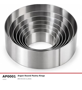 Fida Pasta Çemberi Yuvarlak Argon 1,2mm Yükseklik 6 cm Paslanmaz Ø10 cm