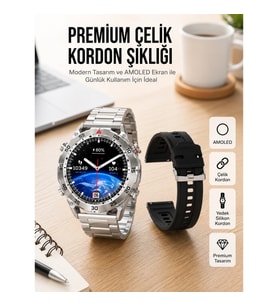 Mey İthalat® 2025 Model Yuvarlak Ekran Android ve İOS Uyumlu GPS Takibi Yapabilen Akıllı Saat Yeni N