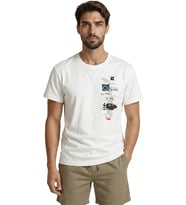 Soyut Tipografik ve Kolaj Efektli Modern Grunge Tasarım Premium Erkek Tişört (Beyaz)