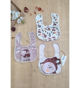 Çift Katlı  Çıtçıtlı Bebek Mama ve Salya Önlük 3 Adet STL6427