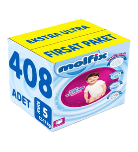 Molfix Külot Bebek Bezi Beden:5 (12-17KG) Junior 408 Adet Ekstra Ultra Fırsat Pk