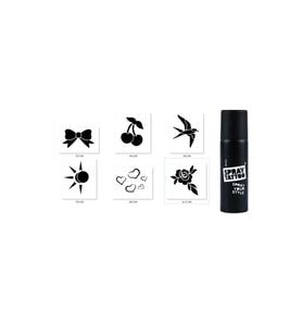 Kalp Çiçek Spray Tattoo Geçici Siyah Sprey Dövme Seti