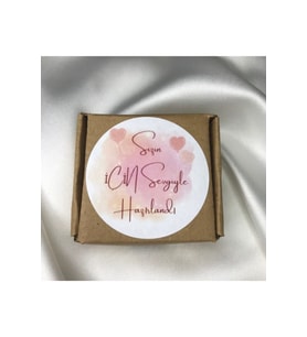 6 Cm - Sizin Için Sevgiyle Hazırlandı Sticker Mat Etiket (40 Adet)