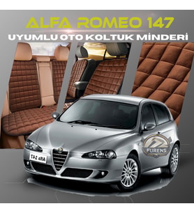 Alfa Romeo 147 Kahverengi Renk Tay Tüyü Cepli & Terletmez Sırtlı Oto Koltuk Minder Seti - Koltuk Koruma Kılıfı (ÖN & ARKA TAM SET)