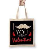 Funny I Mustache You To Be My Valentine Cute Pun T Bez Çanta Uzun Saplı