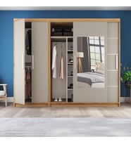 Sürgülü Gardırop Kısmı Kapaklı Sürgülü Gardırop 270CM /210 cm (Kül Gri+Ud)