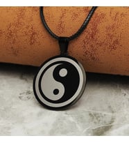 Yin Yang Siyah Erkek Çelik Kolye Takı Aksesuar k24 t5