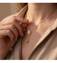 Kişiye Özel İç İçe Yonca Harf Detaylı Kolye 925K Gümüş (Gold)