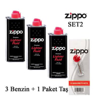 Zippo 3 Benzin+1 Paket Taş Set (Kırmızı)