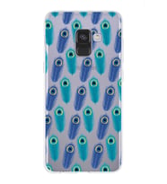 PrintiFy Samsung Galaxy A8 2018 ile Uyumlu 1mm Slim Fit Nazar Boncuğu 4 Baskılı Şeffaf  Kılıf