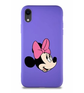 Apple iPhone XR Soft Premier Kapak Minnie Mouse-A Tasarımlı Silikon Kılıf - Mor (Şeffaf)