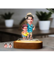 BK Gift Kişiye Özel Baba-Oğul Karikatürlü Dekoratif 3D Biblo LED Işıklı Gece Lambası-11, Babaya Hediye, Babalar Günü Hediyeleri